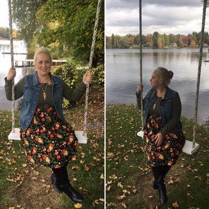 LuLaRoe Amelia Vintage Rose Dress w/Pockets